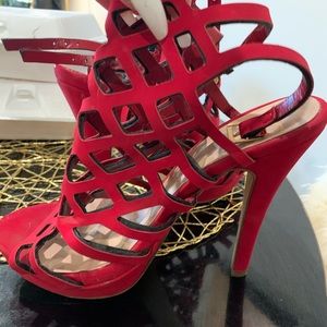 Red strappy heeled sandal